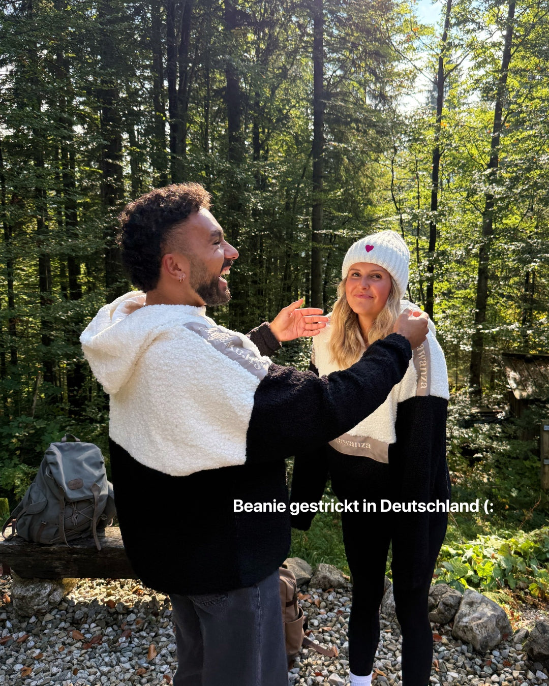 Wollmütze Herz Cremeweiß