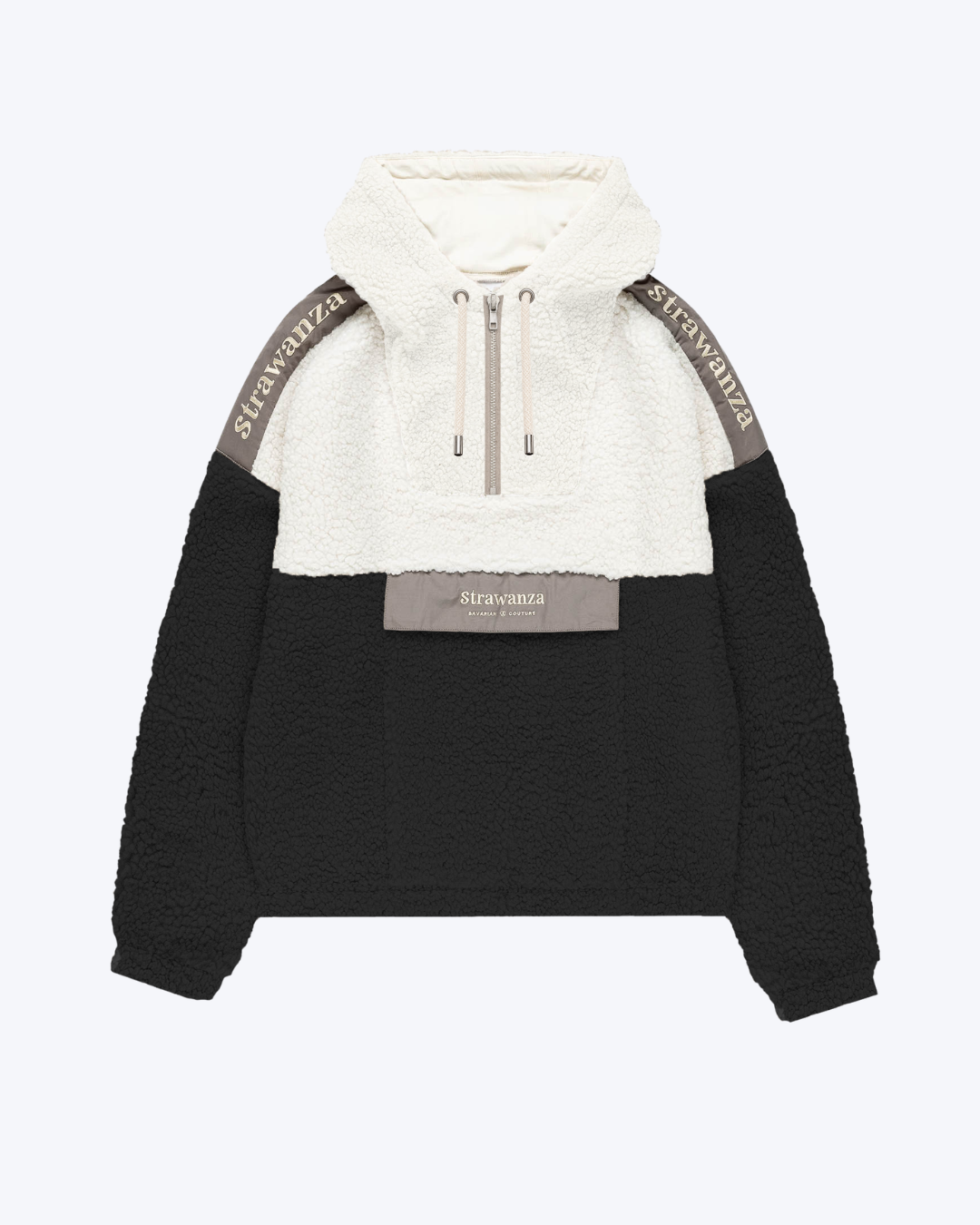 Fleece Sherpa Anorak Creme Schwarz