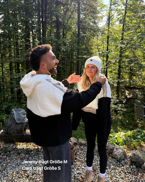 Fleece Sherpa Anorak Creme Schwarz