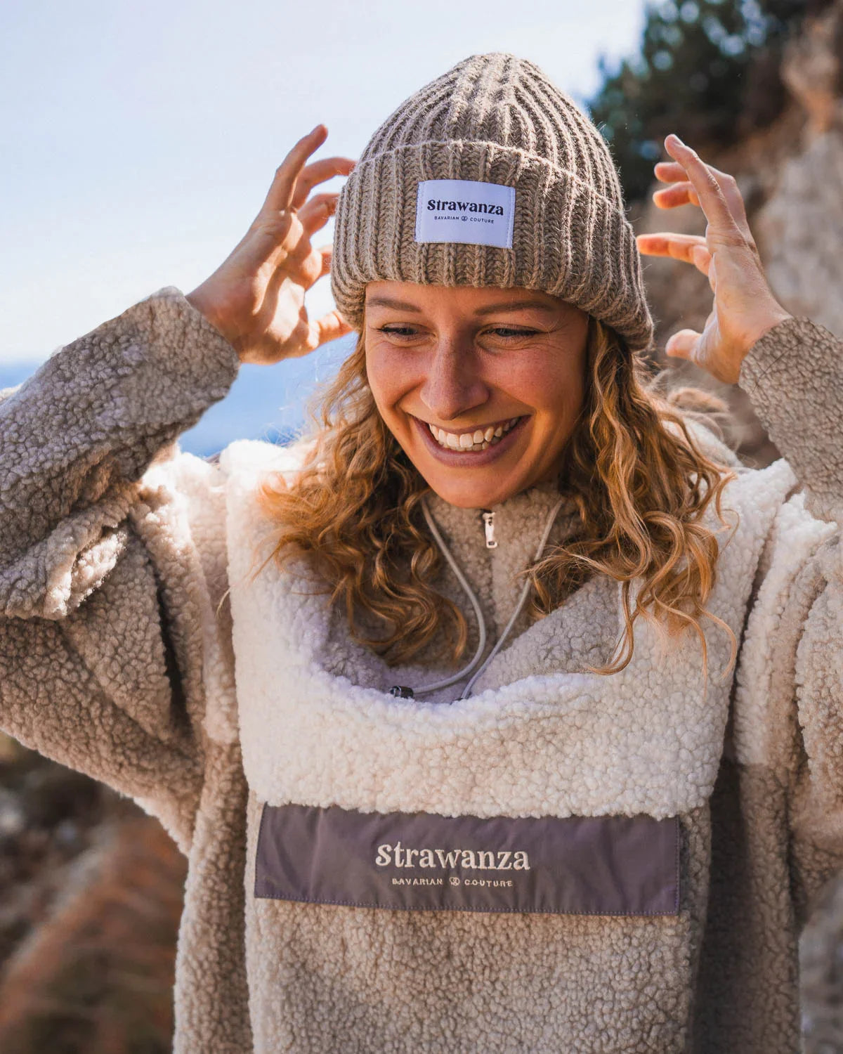 Fleece Sherpa Anorak Beige